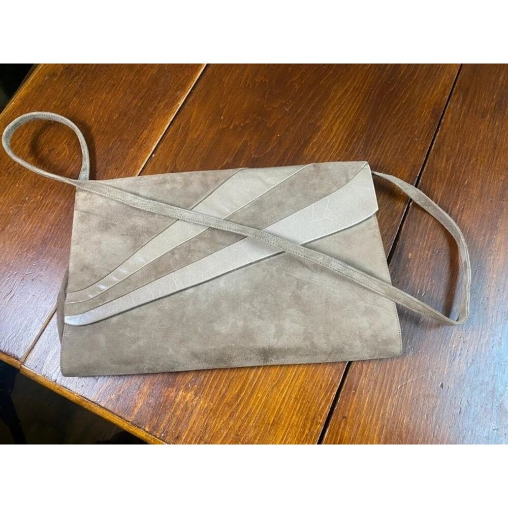 1980s Vintage Clutch or Crossbody Purse Preppy Minimalist Chic Style - Picture 2 of 10